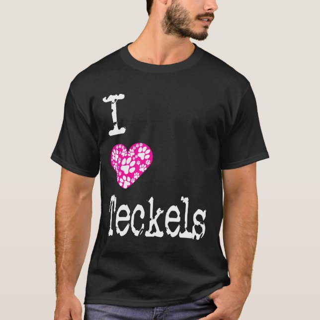 Camiseta Eu Coração Teckels Adora Rações de Cachshund Tecke (Frente)