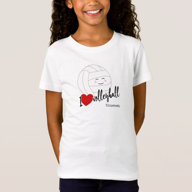 Camiseta Eu coração vôlei feliz vôlei kawaii (Frente)