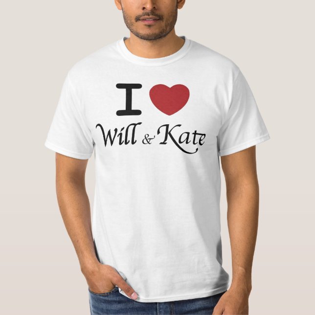 Camiseta Eu coração Will e Kate Men (Frente)