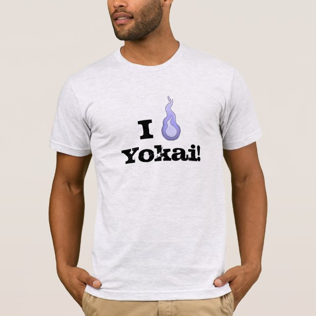 Camiseta Eu coração Yokai! Hitodama Fireball (Frente)