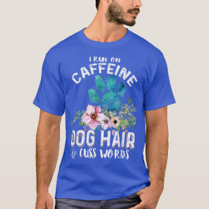 Camiseta Eu corro com cafeína Cachorro e palavrões Christma