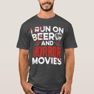 Camiseta Eu corro com cerveja e filmes de terror Citação pa