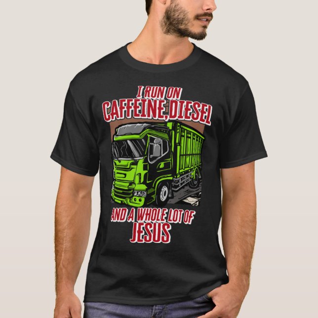 Camiseta Eu Corro Em Cafeine Diesel E Um Monte De Jesus (Frente)