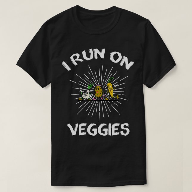 Camiseta Eu Corro Em Veggies Engraçado (Frente do Design)