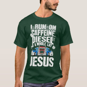 Camiseta Eu corro na cafeína e em muitos jesus