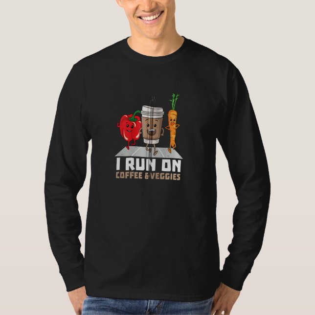 Camiseta Eu Corro No Café E Veggies Vegan Runner Vegetaria (Frente)