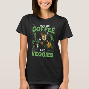 Camiseta Eu corro no Café e Veggies Vegan Vegan dizendo