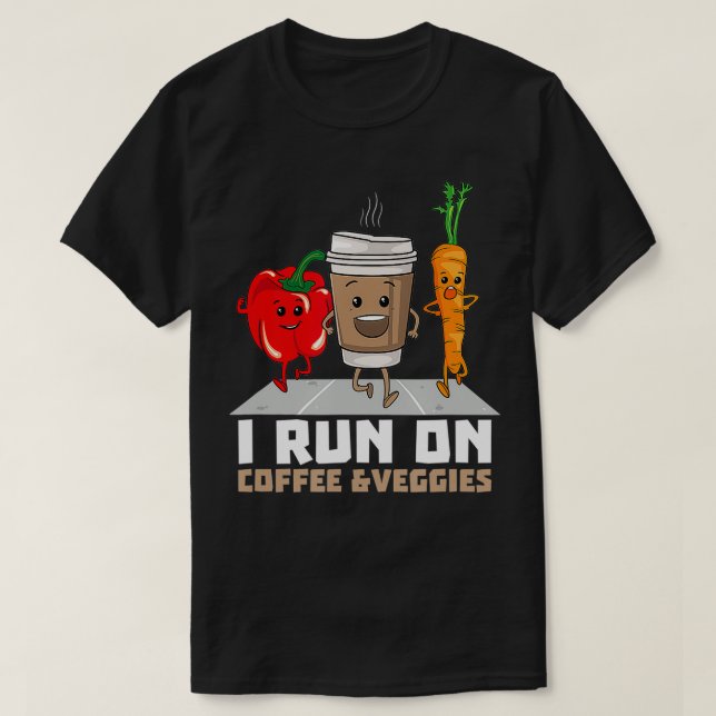 Camiseta Eu Corro No Café Veggies Vegetariana Vegan Runner  (Frente do Design)