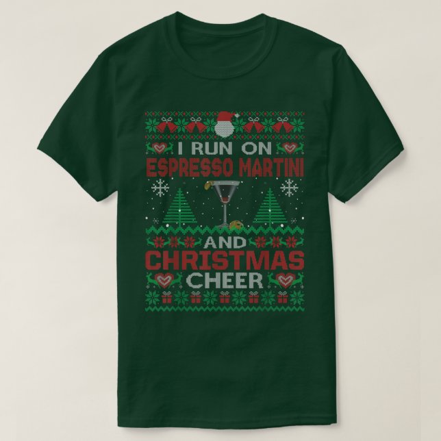 Camiseta Eu Corro No Espresso Martini E No Feliz De Natal (Frente do Design)