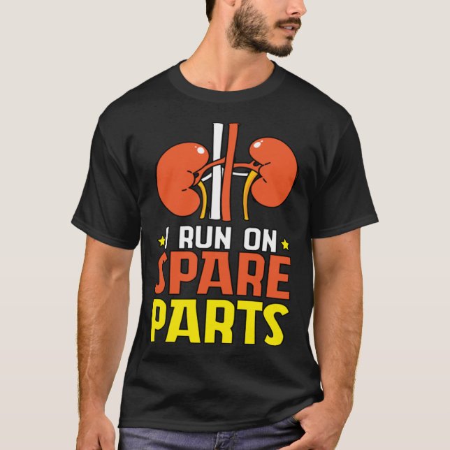Camiseta Eu corro no receptor de transplante renal de peças (Frente)
