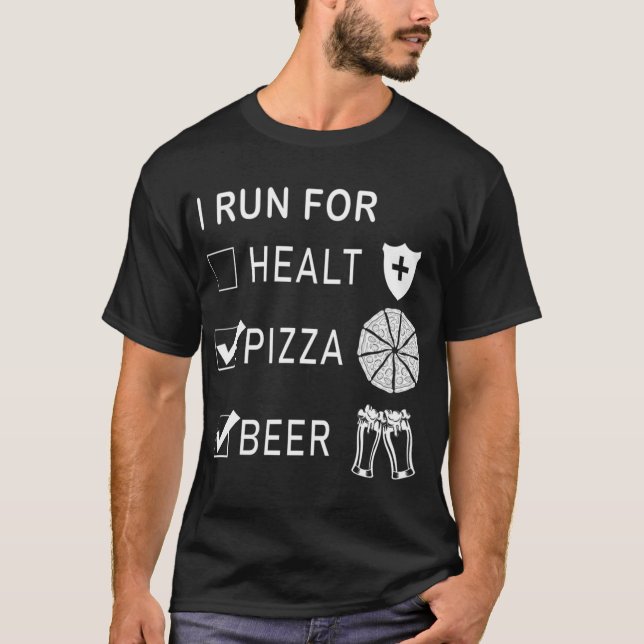 Camiseta Eu corro para pizza e cerveja (Frente)