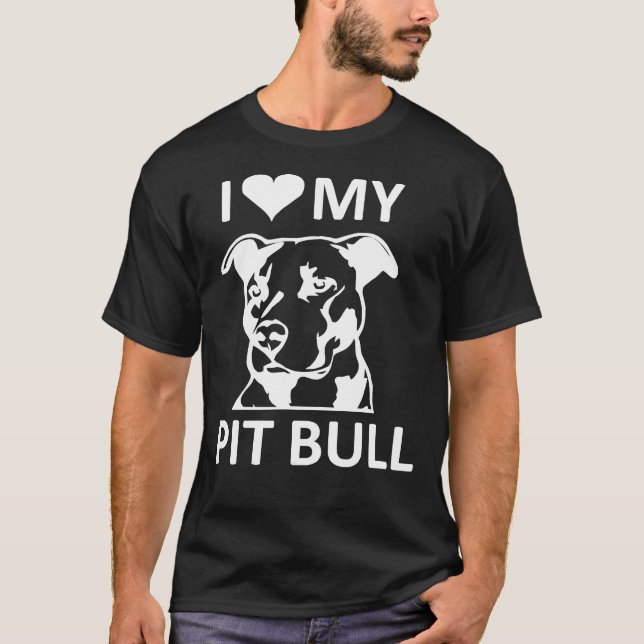 Camiseta Eu Corto Meu Pitbull Eu Amo Meu Touro De Boca (Frente)