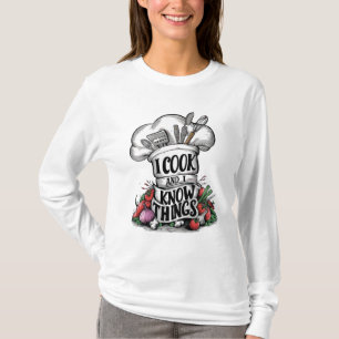 Camiseta Eu Cozinho e Eu Sei das Coisas humor culinário