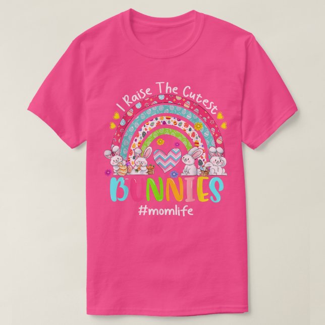 Camiseta Eu crio coelhos mais bonitos Mãe Páscoa Rainbow (Frente do Design)
