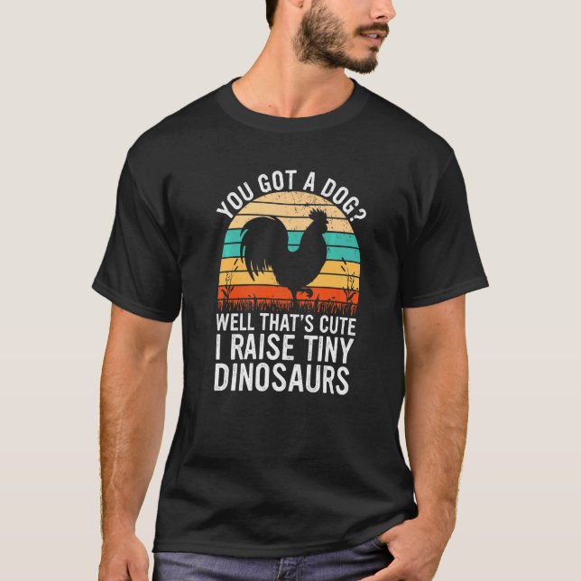 Camiseta Eu Crio Dinossauros Minúsculos  Frango Fazendeiro  (Frente)