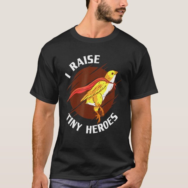 Camiseta Eu Crio Heróis Minúsculos Amante de Frango (Frente)