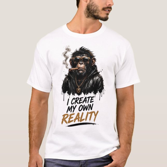 Camiseta Eu Crio Minha Própria Realidade Chimpanzé (Frente)