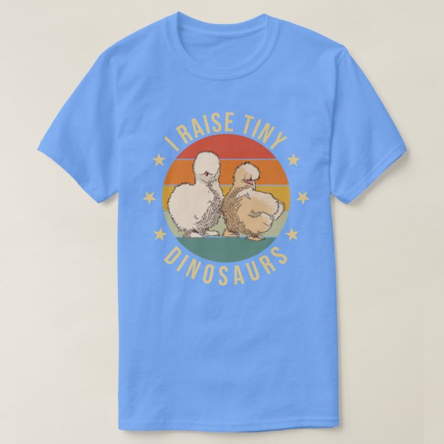 Camiseta Eu crio pequenos dinossauros Farmer Galinha Silkie (Frente do Design)