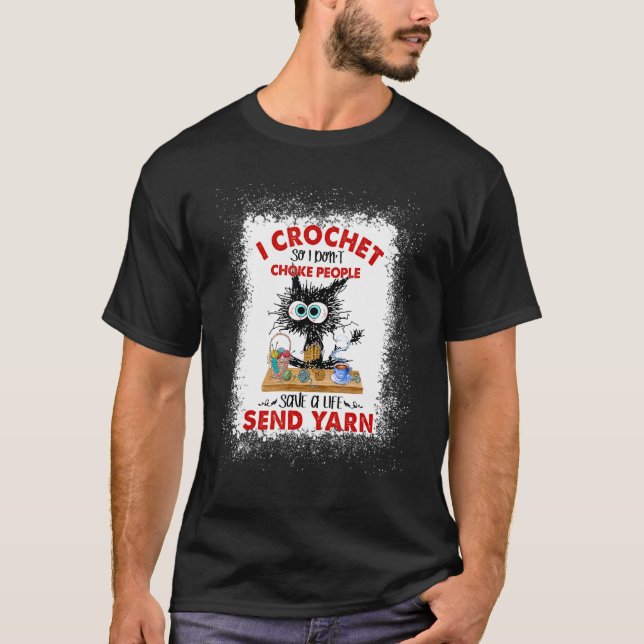 Camiseta Eu Crochê Para Não Estrangular Pessoas Gato Preto (Frente)