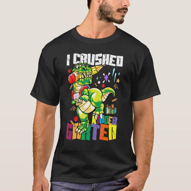 Camiseta Eu Cruzei Jardim Infantil Dinossaur Rex Kids Class (Frente)