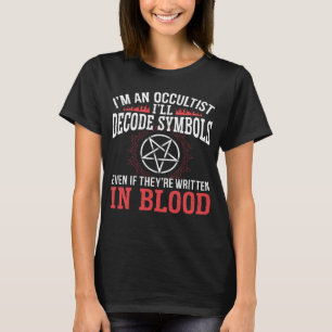 Camiseta Eu decodificarei símbolos Satanás Baphomet Witchcr