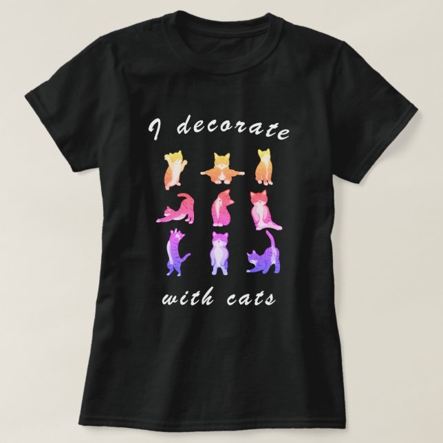 Camiseta Eu Decoro com Gatos Engraçados Arremessando Arte G (Frente do Design)