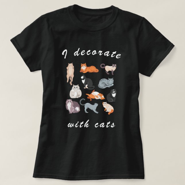 Camiseta Eu Decoro com Gatos Engraçados, Clipe de Gato (Frente do Design)