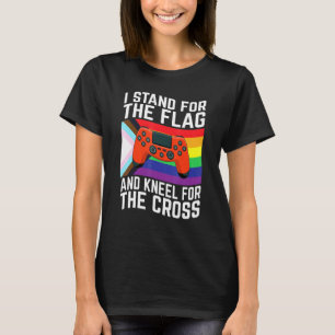 Camiseta Eu Defendo A Bandeira E O Kneel Para A Cruz Lgbtq