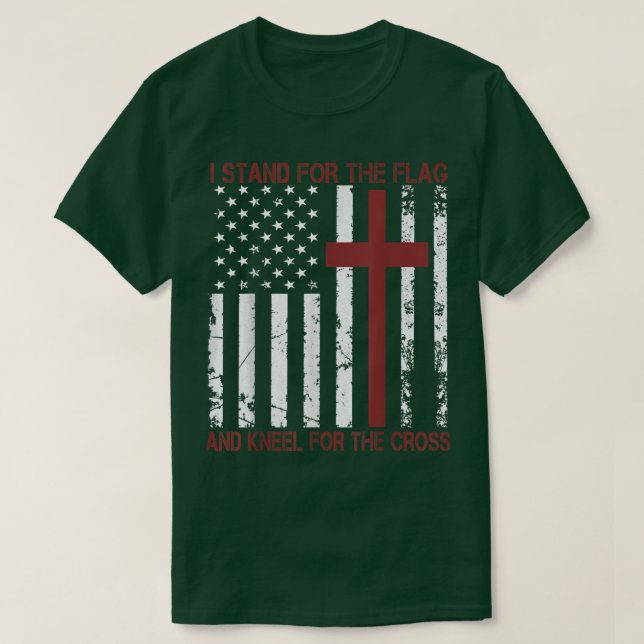 Camiseta Eu Defendo A Bandeira E O Kneel Para A Cruz Real (Frente do Design)