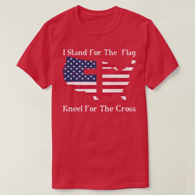 Camiseta Eu Defendo A Bandeira E O Kneel Para A Fl Cruzada  (Frente do Design)