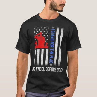 Camiseta Eu defendo a bandeira e o Kneel perante Deus Bande