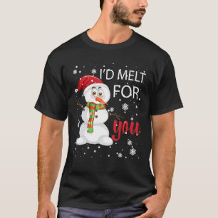 Camiseta Eu derreteria por você, boneco de neve com flocos