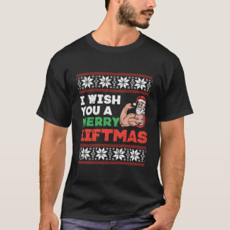 Camiseta Eu Desejo à Feliz Liftmas Feia de Natal Gym Sa