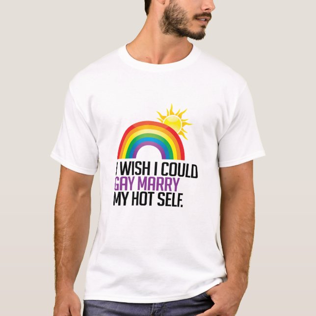 Camiseta Eu desejo que eu poderia casado alegre meu auto (Frente)