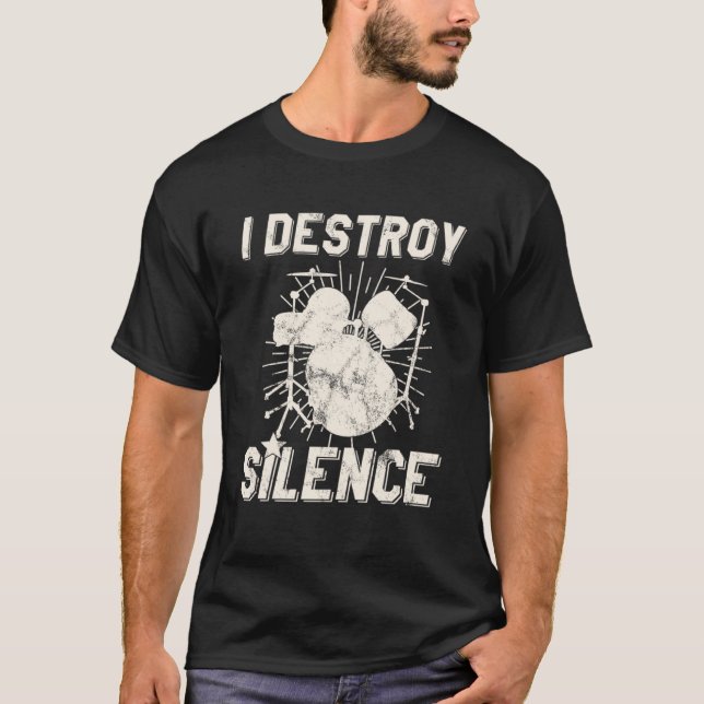 Camiseta Eu Destruo Drummer Silencioso (Frente)
