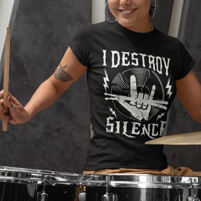 Camiseta Eu Destruo o Drummer do Beat da Banda de Música Si (Criador carregado)