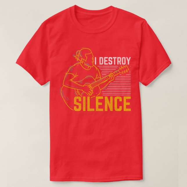 Camiseta Eu Destruo o Silence Music Lover Guitar (Frente do Design)