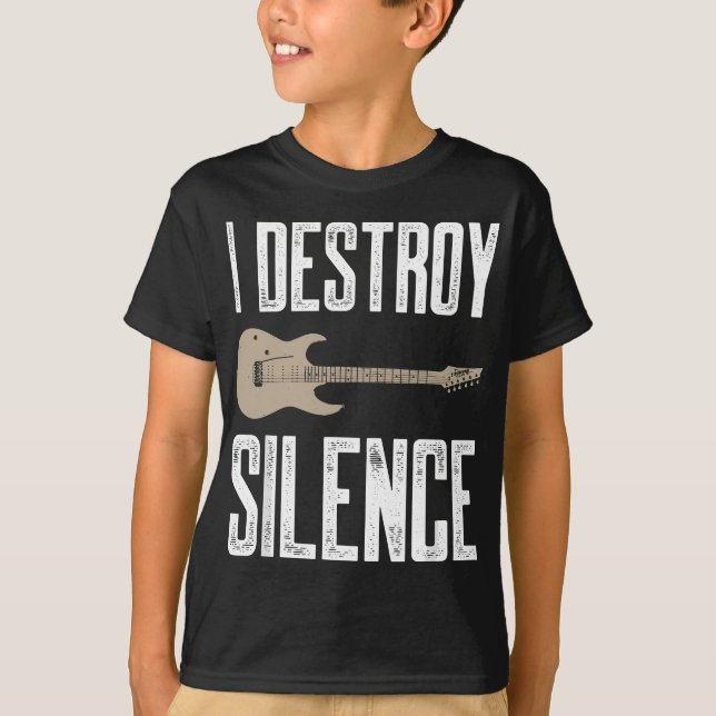 Camiseta Eu Destruo o silêncio e guitaristas elétricos Guit (Frente)