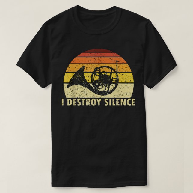 Camiseta Eu Destruo o silêncio retro o jogador francês do c (Frente do Design)