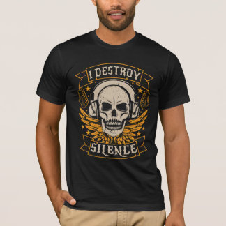 Camiseta Eu Destruo o silêncio - Skull Music Lover T-shirt