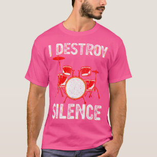 Camiseta Eu Destruo o Silêncio Tambores de Percussão Engraç