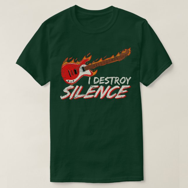 Camiseta Eu Destruo Silence Funny Electric Guitar Player Gu (Frente do Design)