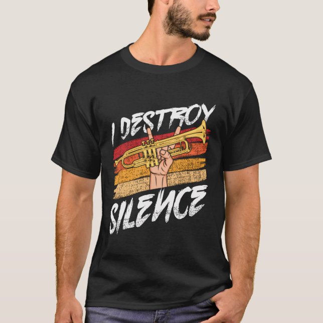 Camiseta Eu Destruo Silence Funny Trombone Player Marching  (Frente)