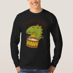 Camiseta Eu Destruo Silence Rockstar Alligator Tocando Tamb