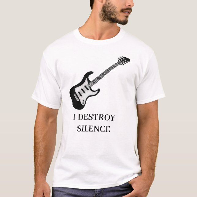 Camiseta Eu Destruo Silêncio Guitarrista Homens Mulheres Gu (Frente)