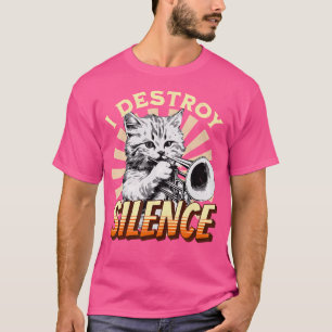 Camiseta Eu Destruo Silêncio - Pet Cat Trumpeter Música M
