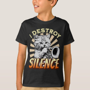 Camiseta Eu Destruo Silêncio - Pet Cat Trumpeter Música M