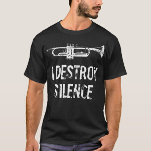 Camiseta Eu Destruo Silêncio Trombeta Divertida