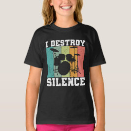 Camiseta Eu Destruo Silêncio Vintage Drummer Retro
