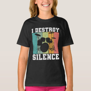Camiseta Eu Destruo Silêncio Vintage Drummer Retro